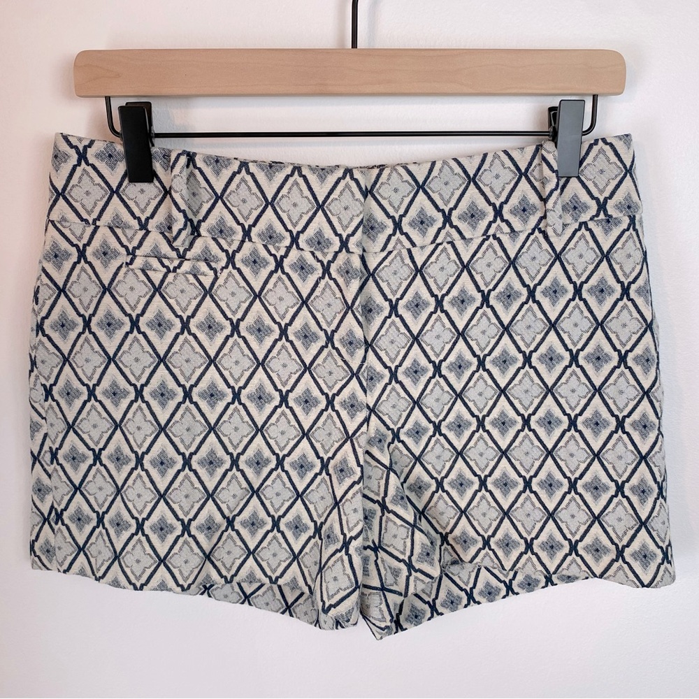 LOFT Blue, Grey, Black and Cream Pattern Shorts | Size 0